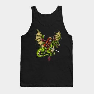 Japanese Samurai Cat Riding Dragon Tank Top